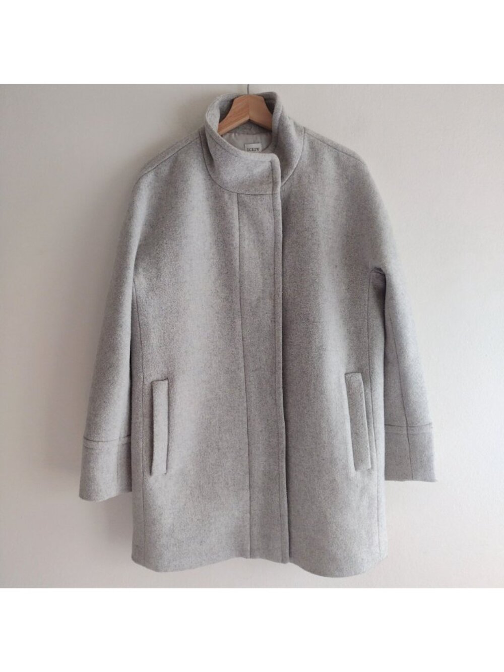 J Crew Womens Wool Blend Coat 12 Gray Funnel Collar Heavy Winter Jacket - Picture 14 of 14